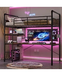gaomon L-Shaped Loft Bunk Bed with Computer Desk, Easy Assembly, Ideal for Kids Teens Adults