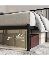 gaomon Full Size Bed Frame Metal Platform with Headboard Mattress Foundation 12” Under Bed Storage