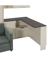 Streamdale Queen Wall Murphy Bed w/Hydraulic Storage, Sofa, Shelves, Drawers, Led/Usb