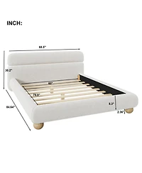 Streamdale Furniture Contemporary White Teddy Fleece Upholstered Bed, Queen Size