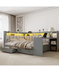 Streamdale Furniture Gray Daybed: Storage, Charging, Led, Desk, Upholstered