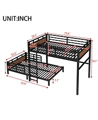 Streamdale Furniture Full over Full Metal Bunk Bed, Separable