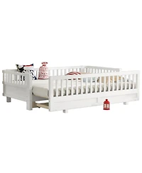 Streamdale Furniture Streamdale Twin Xl Platform Bed with Guardrails, Solid Wood, Converts to Queen