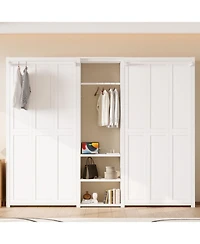 Streamdale Furniture Twin Murphy Bed with Wardrobe, Shelves & Power Outlets, White