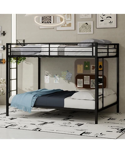 Streamdale Furniture Multi-Functional Square Tube Iron Bunk Bed, Full-Size Upper/Lower, Robust Metal Frame
