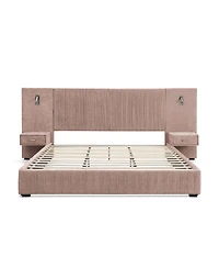 Streamdale Furniture King Size Chenille Upholstered Bed Frame with Headboard