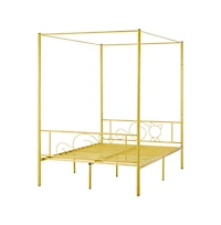 Slickblue Canopy Bed with Metal Frame, Headboard, and Four Posters