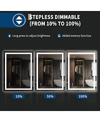 gaomon 40x32 Led Lighted Anti-Fog Dimmable Bathroom Vanity Mirror with Front & Backlit for Wall