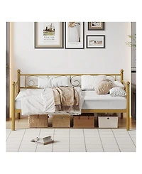 gaomon Twin Size Daybed Frame Metal Sofa Heavy Duty Metal Slats Living Room Bedroom Guest Space Saving Gold