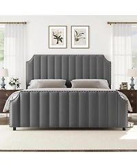 gaomon Easy Assembly Queen Size Platform Bed Frame Upholstered Bed Frame Space Saving, for Living Room, Guest Room