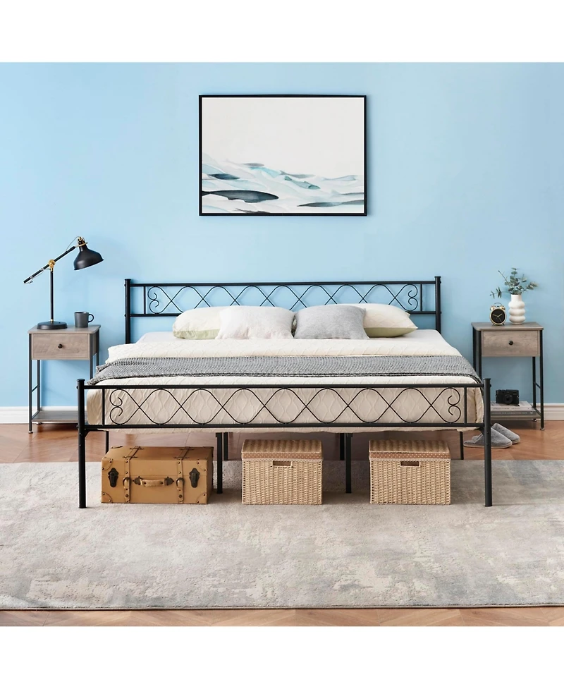 gaomon Modern Bed Frame, Metal Platform with Headboard and Footboard