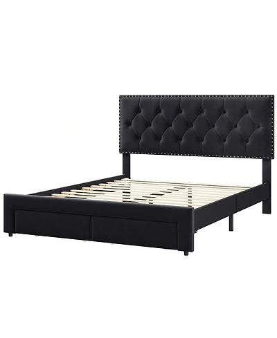 gaomon Queen Size Bed Frame with 2 Storage Drawers
