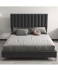 gaomon Queen Velvet Adjustable Platform Bed with Headboard, Strong Wooden Slats, Noise-Free, Easy Assembly, No Box Spring Needed