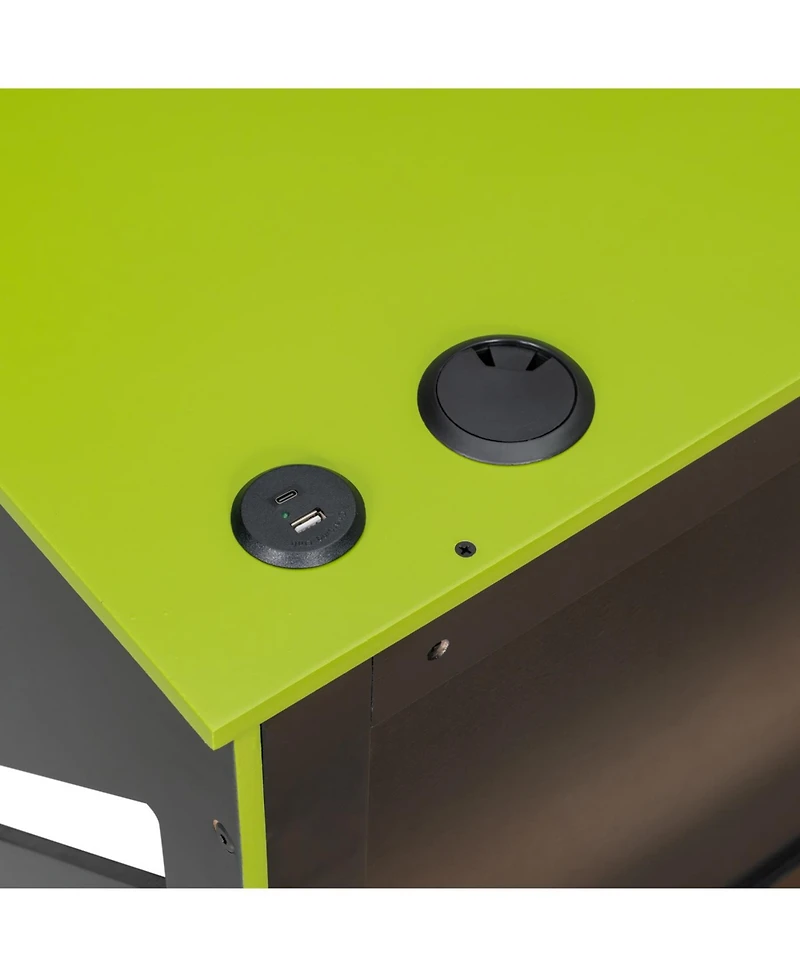 Streamdale Furniture Streamdale Full Size Wood Daybed with Twin Size Trundle, Desk and Usb, Cloud Blue