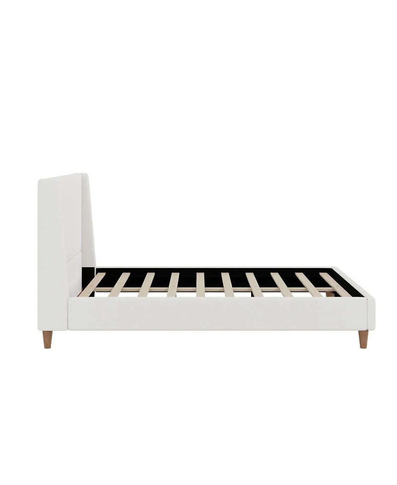 Streamdale Furniture Streamdale Modern Ivory Boucle Platform Bed, Queen Size