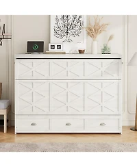 Streamdale Furniture Queen Murphy Bed with Large Drawers and Usb, Brushed Gray