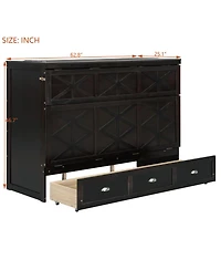 Streamdale Furniture Queen Murphy Bed with Large Drawers and Usb, Brushed Gray