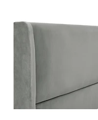 Streamdale Rozitta Gray Velvet Wingback Platform Bed, Queen