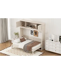 Streamdale Furniture Full Size Murphy Bed with Storage Cabinets, Beige