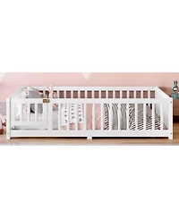 Streamdale Furniture Full Size Pine wood, Plywood Guardrails and Door for Kids Floor Bed