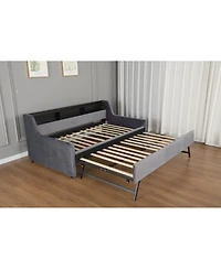 Streamdale Furniture Streamdale Twin Size Upholstered Daybed with Led & Charging Station
