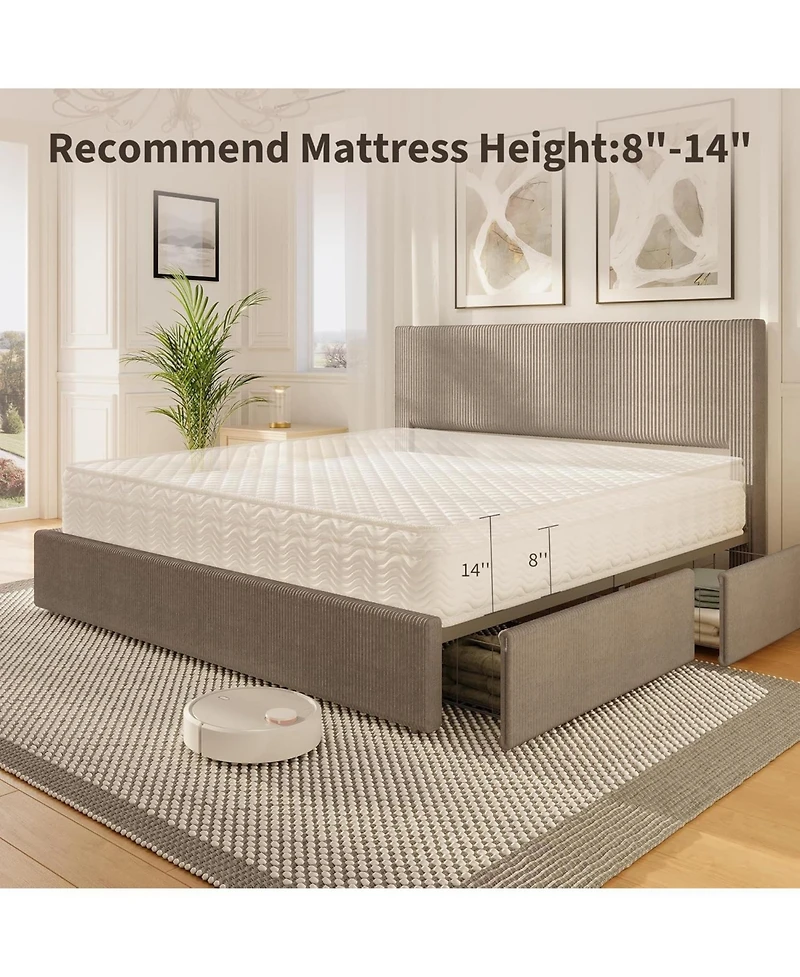 gaomon Size Platform Bed Frame with Tufted Wingback Headboard