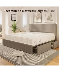 gaomon Size Platform Bed Frame with Tufted Wingback Headboard