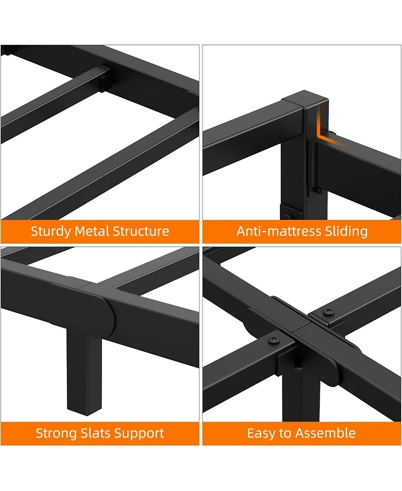 Gaomon 6-Inch Metal Heavy-Duty Noise-Free Platform Bed Frame