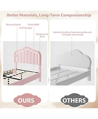 gaomon Twin Led Upholstered Bed Frame with Storage Drawer – Velvet Princess Platform for Kids/Girls, Sturdy Wood Slats, No Box Spring