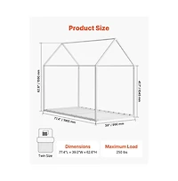 Slickblue Kids Floor Bed with Roof Design and Metal Frame