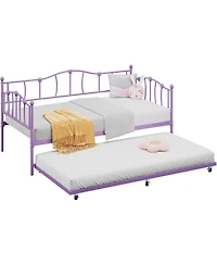 gaomon Twin Size Metal Trundle Easy Assembly Space-Saving Design Daybed Frame