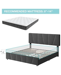 gaomon King Size Bed Frame with Adjustable Headboard and 4 Storage Drawers