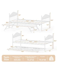 Gaomon Daybed with Trundle, Metal Twin Size Day Bed with Stylish Headboard