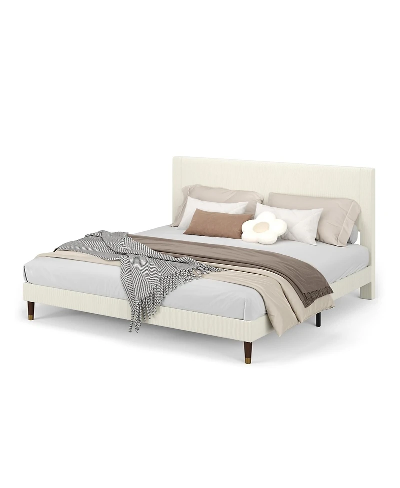 Gaomon Queen Bed Frame Upholstered Platform Bed with Fabric Headboard