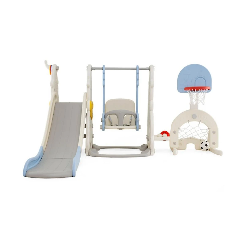 Hongge Toddler Indoor Playground 7 in 1 Slide and Swing Playset with Basketball Hoop and Climber