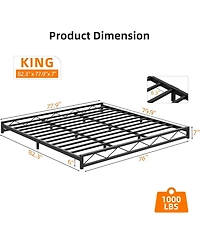 gaomon 6-Inch Metal Platform Bed Frame,Steel Slat Support,Heavy Duty Noise-Free Platform,No Box Spring Required,Easy Assembly