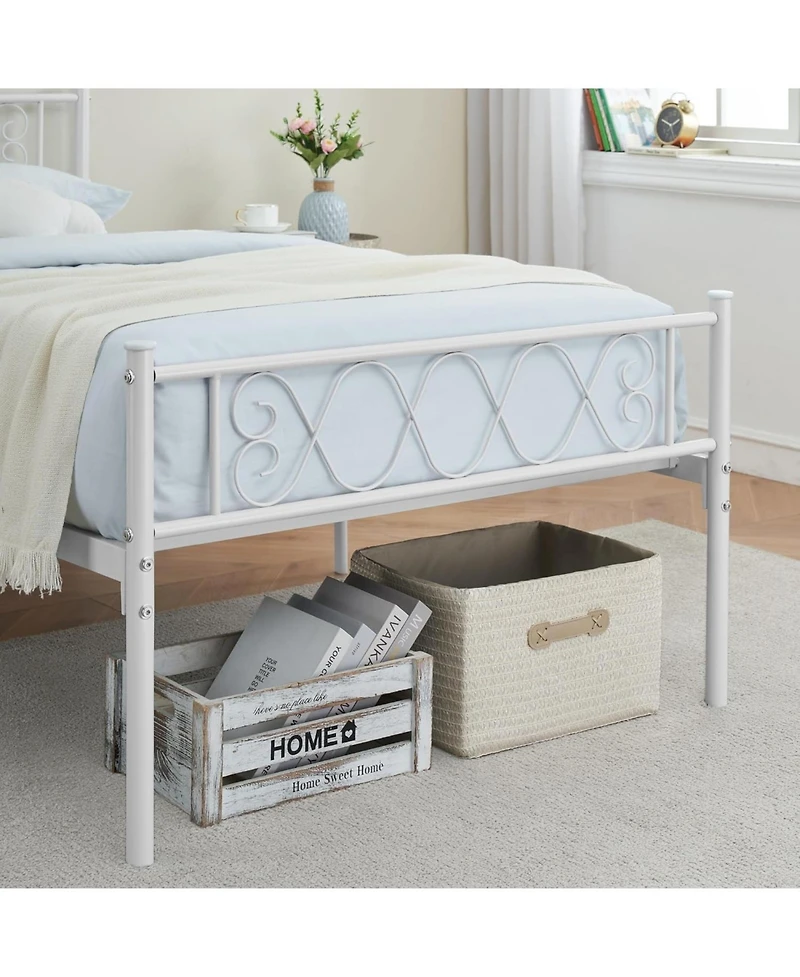 gaomon Metal Bed Frame with Heart Design Headboard, Under-Bed Storage, No Box Spring Needed