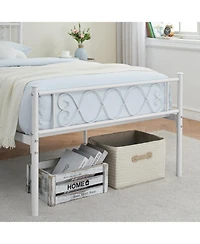 gaomon Metal Bed Frame with Heart Design Headboard, Under-Bed Storage, No Box Spring Needed