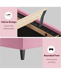 gaomon King Size Bed Frame with Upholstered Headboard, Wood Slat Platform, No Box Spring Needed, Noise-Free