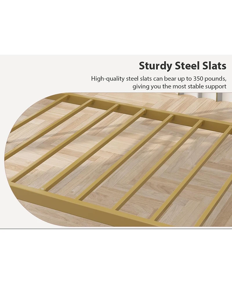 gaomon Twin Daybed Frame, Metal Platform Sofa Bed with Headboard, Heavy Duty Steel Slats, 12” Storage, No Box Spring Needed