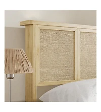 Gaomon Full Bed Frame with Natural Rattan Headboard, 4 Storage Drawers, Slats, Bohemian-Style Cane Mattress Support