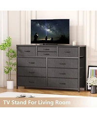 gaomon 10-Drawer Modern Fabric Dresser for Bedroom, Large Storage Chest, 45" Tv Stand, Living Room, Hallway Organizer