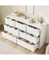 gaomon 7-Drawer Modern Double Dresser Organizer, Large Storage Wooden Chest for Bedroom, Living Room, Nursery, White