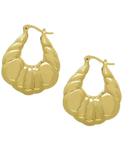 Macy's 14k Gold Plated Brass Shrimp Thick Hoop Earrings