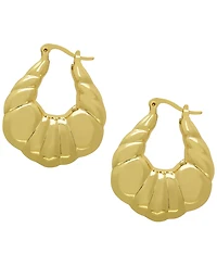 Macy's 14k Gold Plated Brass Shrimp Thick Hoop Earrings
