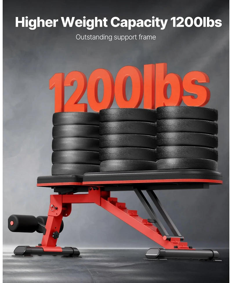 Mecale Weight Bench, 1200 lb Heavy-Duty Adjustable Bench Press with Folding Design for Home Gym Strength Training