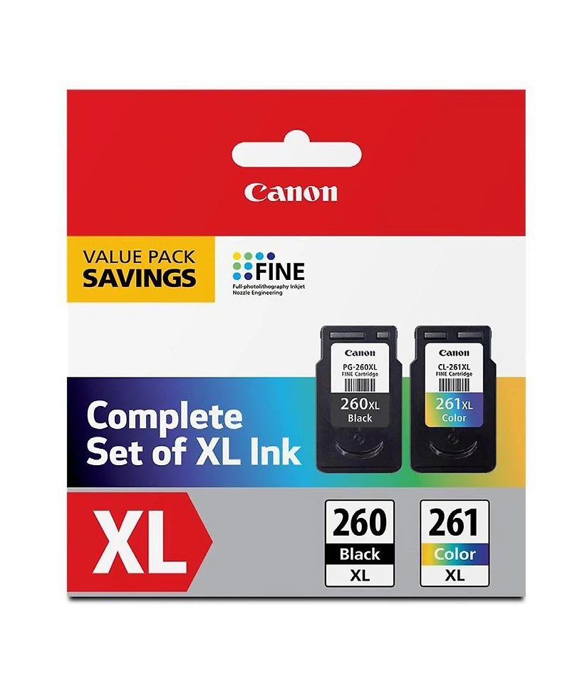 Canon 2 Pack Pg-260XL Black & Cl-261XL Color Ink Cartridge Value Pack for Pixma TR7020, TS5320 Printers
