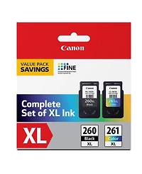 Canon 2 Pack Pg-260XL Black & Cl-261XL Color Ink Cartridge Value Pack for Pixma TR7020, TS5320 Printers
