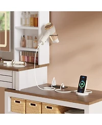 gaomon 3-Drawer 1-Door White Mdf Particle Board Vanity Table, Modern Makeup Desk Organizer for Bedroom