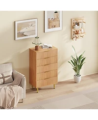 gaomon Modern Fluted Drawer Dresser Wood Chest of Drawers with Metal Handles and Legs